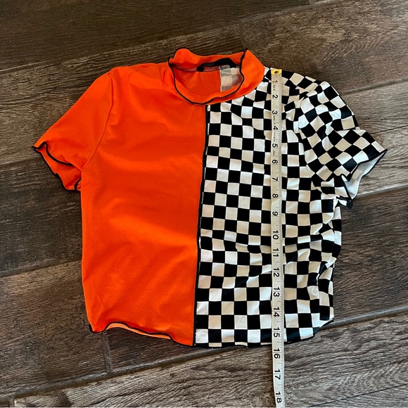 Fashion nova bike shorts Shein top checkered flag work out M - Picture 4 of 10